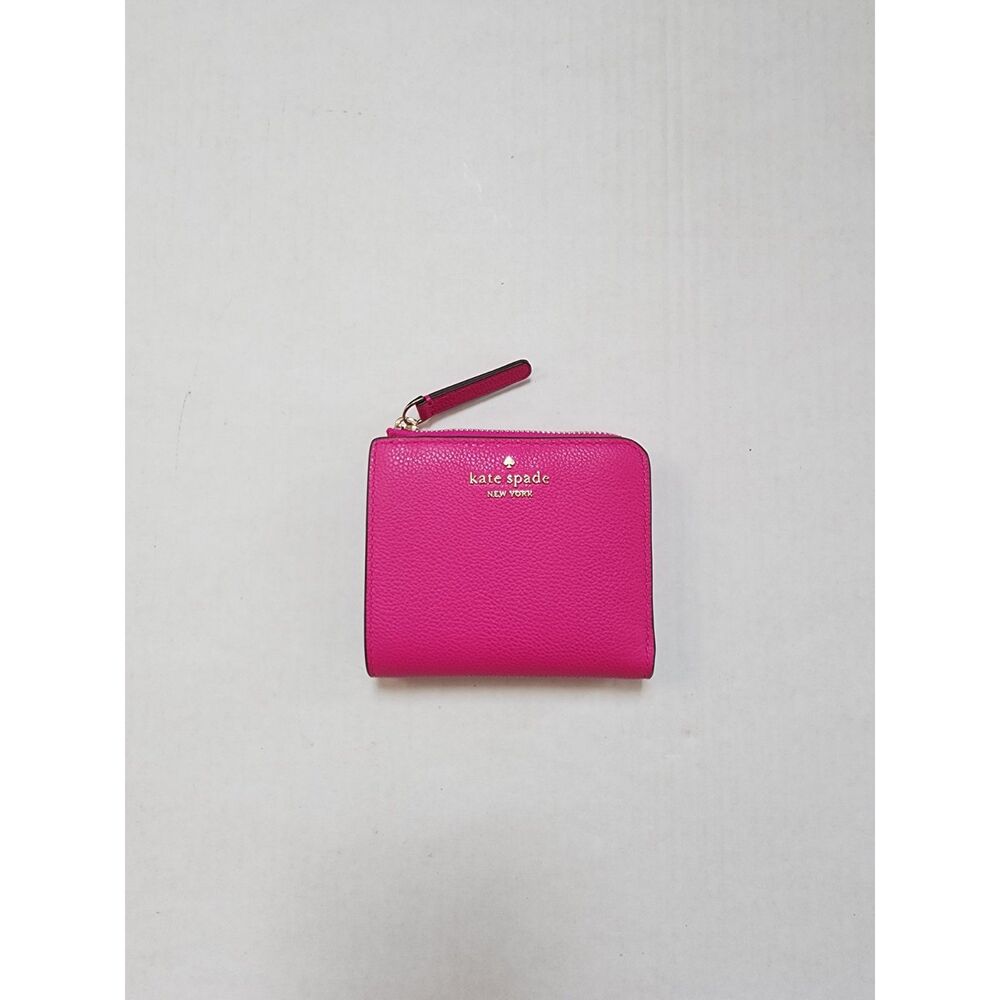 NWT Kate Spade Hot Pink Pebbled Leather Small Bifold Zip-Around Wallet - Picture 2 of 10